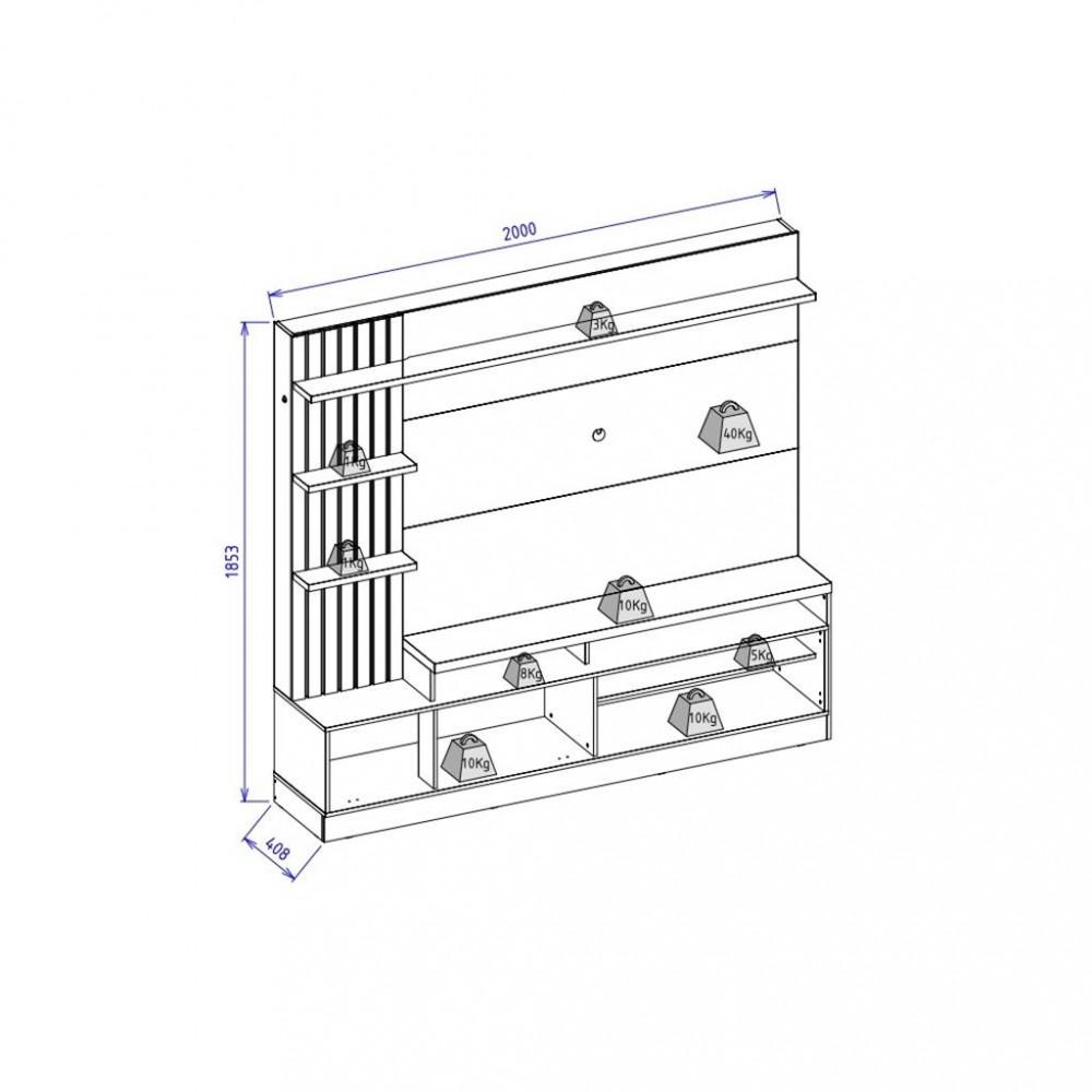 Estante Home para TV até 65 Polegadas 1 Porta Maceio Colibri - 5