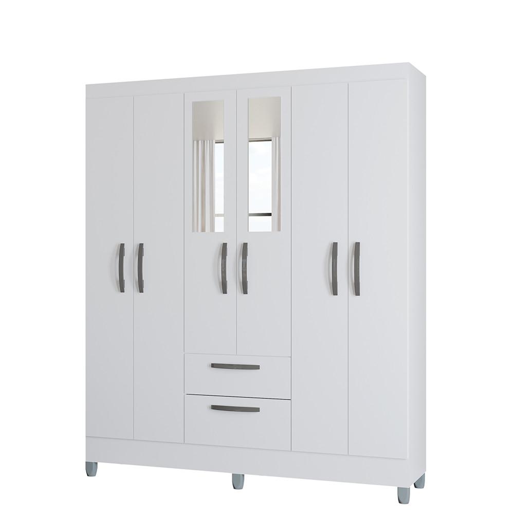 Guarda Roupa Casal com Espelho 6 Portas 2 Gavetas Multi Poquema - 2