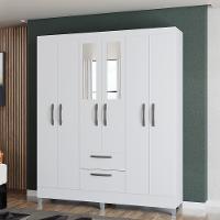 Guarda Roupa Casal com Espelho 6 Portas 2 Gavetas Multi Poquema - 1