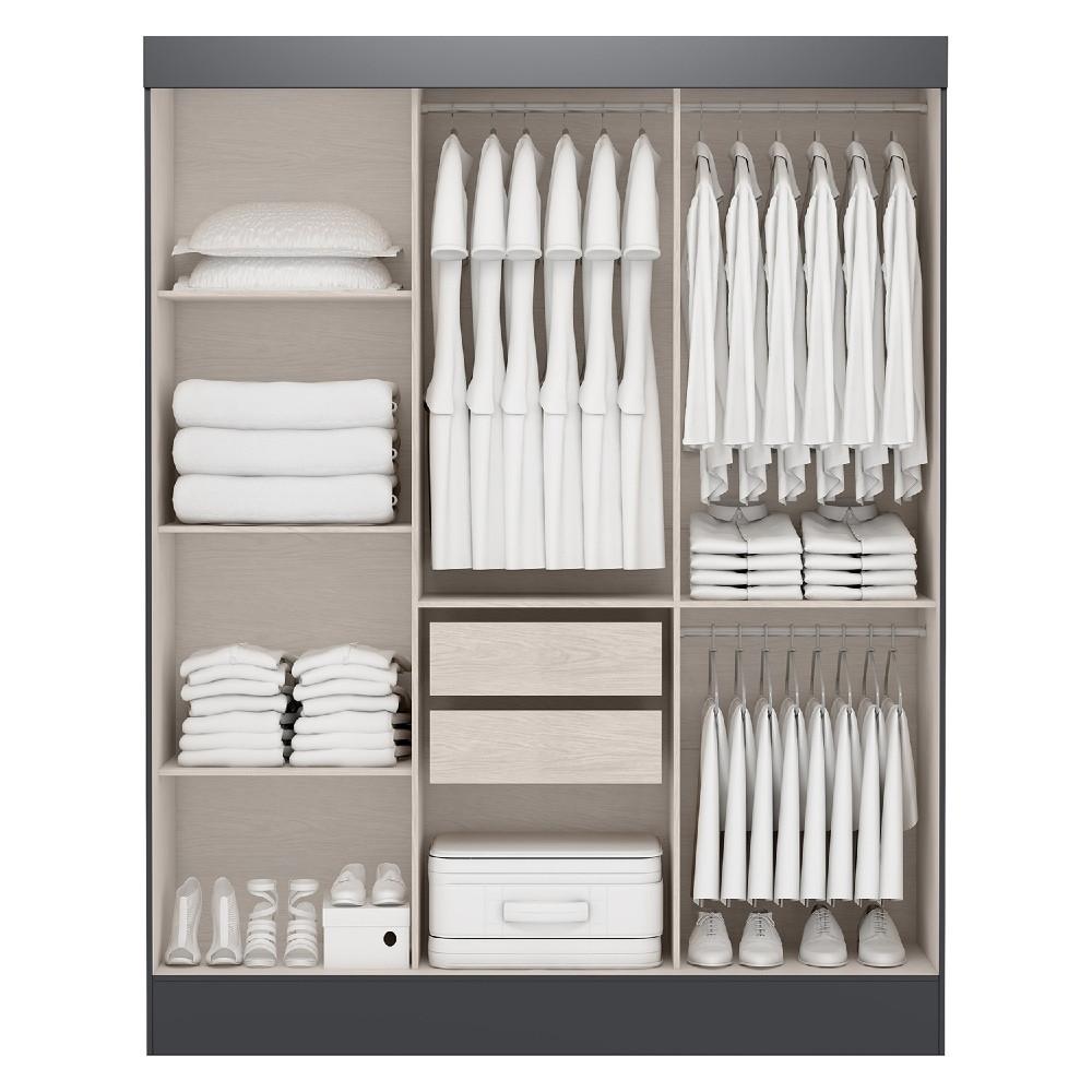 Guarda Roupa Casal com Espelho 3 Portas de Correr San Marino Maxel Móveis - 3