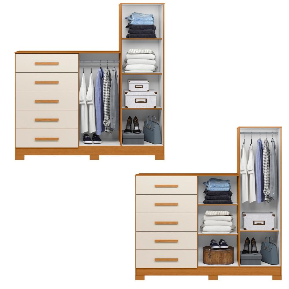 Cômoda com Espelho 5 Gavetas 2 Portas New Master Albatroz - 3