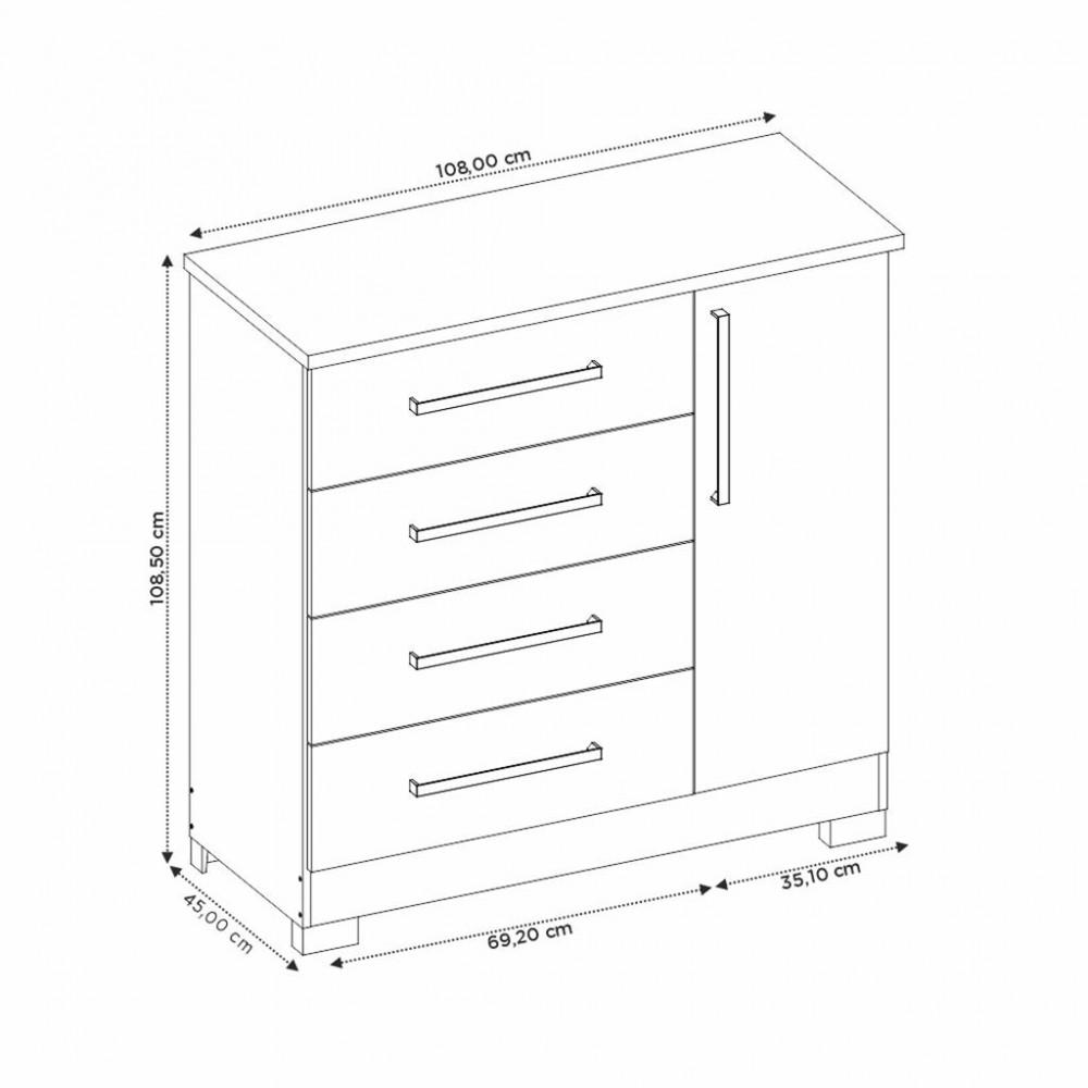 Cômoda 4 Gavetas 1 Porta NT 5185 Notável Móveis - 4