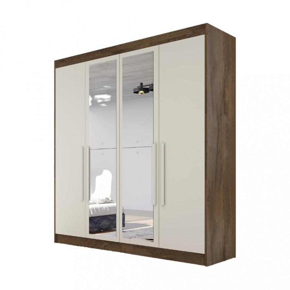 Guarda Roupa Casal Espelho 4 Portas 3 Gavetas Nantes Móveis Europa - 2