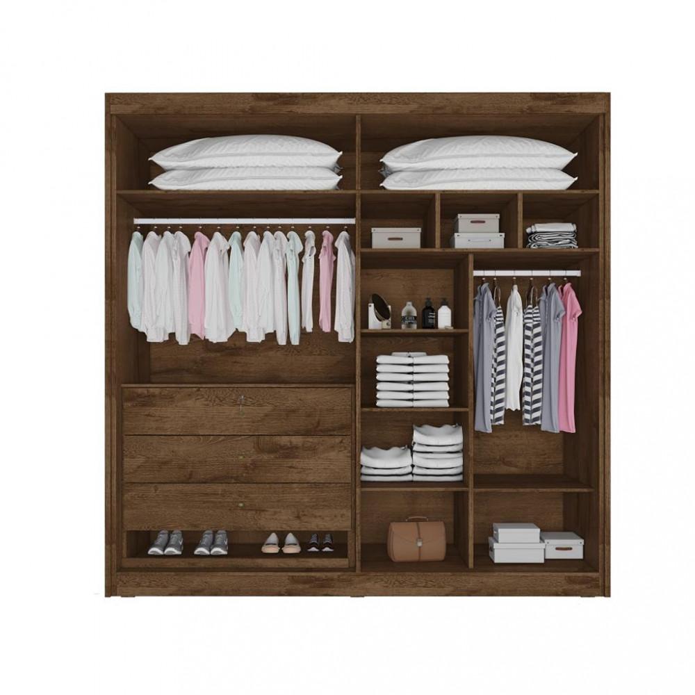 Guarda Roupa Casal Espelho 4 Portas 3 Gavetas Nantes Móveis Europa - 3