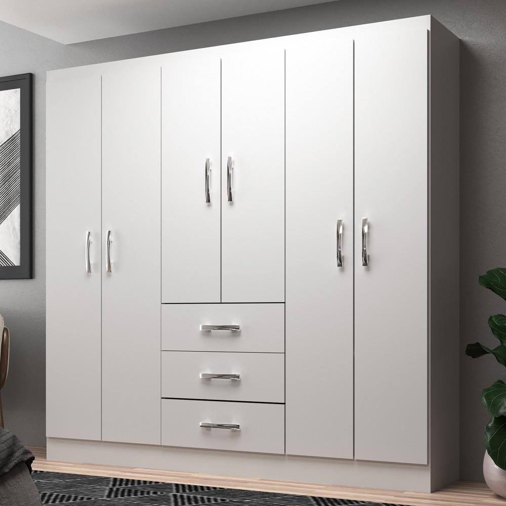 Guarda Roupa Casal 6 Portas 3 Gavetas Servilha Evidência Móveis - 1