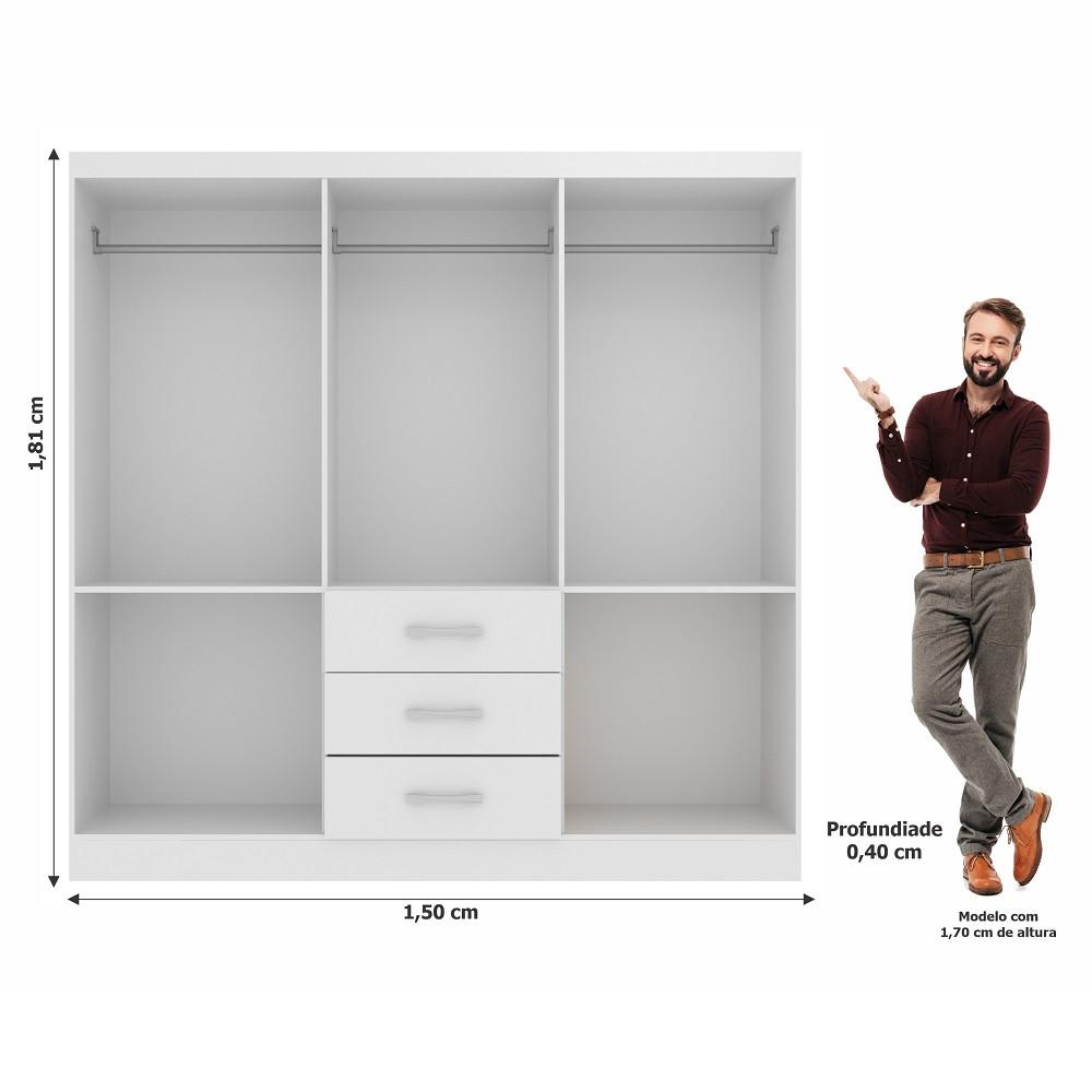 Guarda Roupa Casal 6 Portas 3 Gavetas Servilha Evidência Móveis - 4