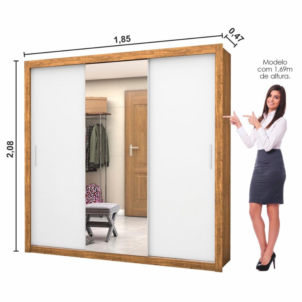 Guarda Roupa Casal Espelho 3 Portas 4 Gavetas Luna Plus Carioca Móveis - 4