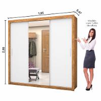 Guarda Roupa Casal Espelho 3 Portas 4 Gavetas Luna Plus Carioca Móveis - 4