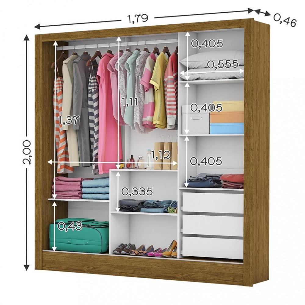 Guarda Roupa Casal Espelho 3 Portas 3 Gavetas Santiago Carioca Móveis - 5