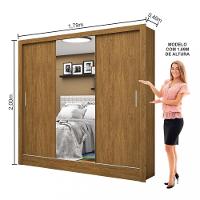 Guarda Roupa Casal Espelho 3 Portas 3 Gavetas Santiago Carioca Móveis - 3