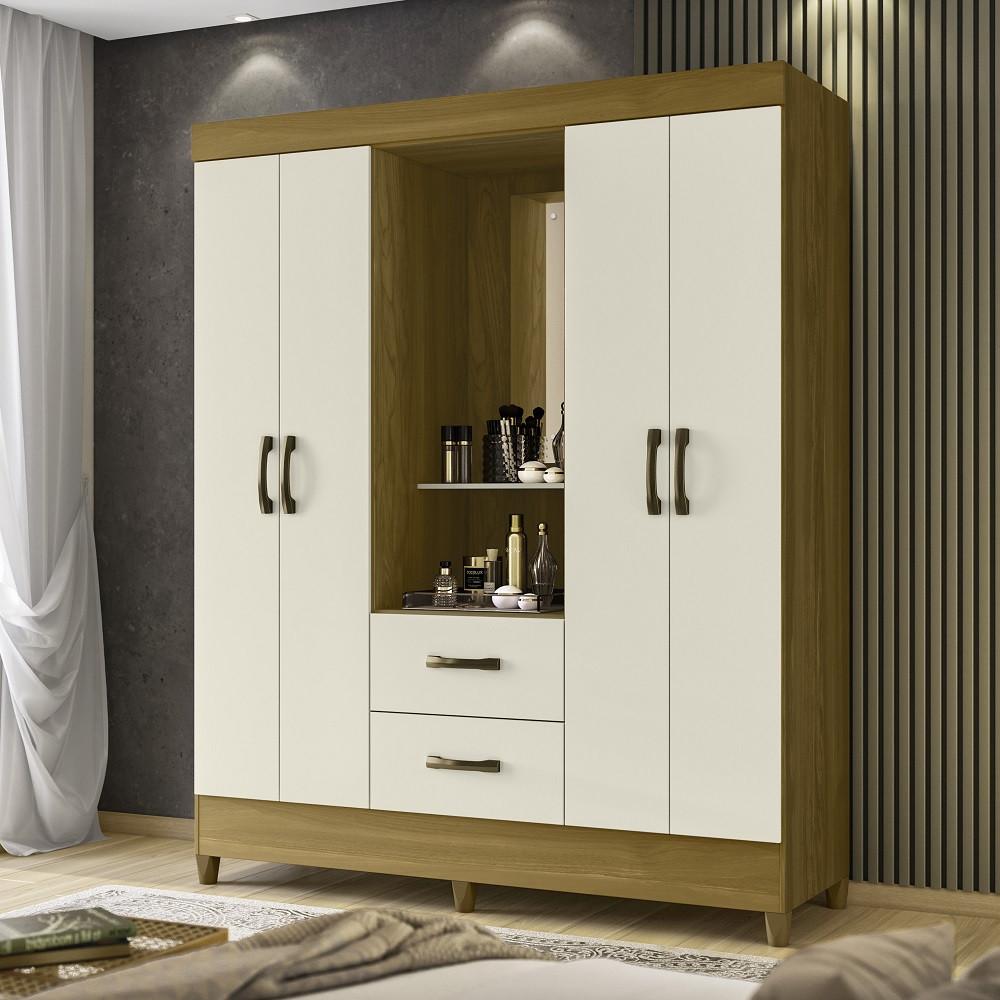 Guarda Roupa Casal Capelinha 4 Portas 2 Gavetas Mobi Albatroz - 1