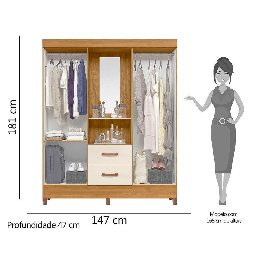 Guarda Roupa Casal Capelinha 4 Portas 2 Gavetas Mobi Albatroz - 4