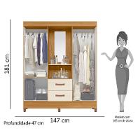 Guarda Roupa Casal Capelinha 4 Portas 2 Gavetas Mobi Albatroz - 4