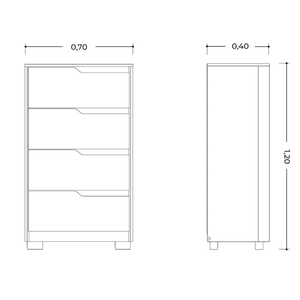 Cômoda 4 Gavetas Sole Albatroz - 7