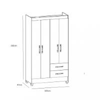 Guarda Roupa Solteiro 4 Portas 2 Gavetas Chile Moval - 4