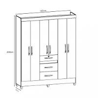 Guarda Roupa 6 Portas 3 Gavetas Itatiba Moval - 4