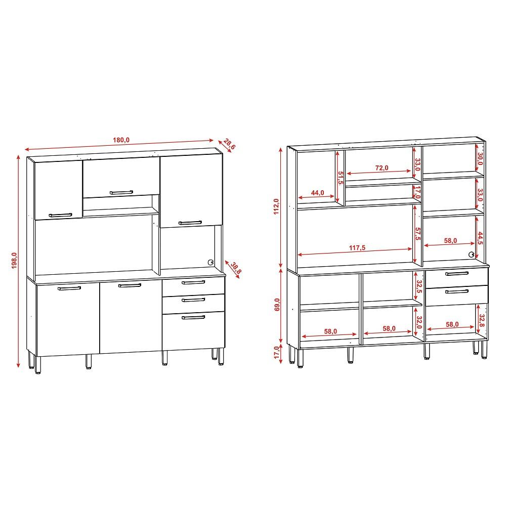 Cozinha Compacta 6 Portas 2 Gavetas Ferrara Kits Paraná - 4