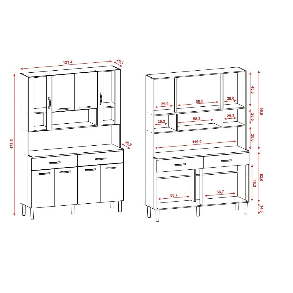 Cozinha Compacta 8 Portas 2 Gavetas Golden Kits Paraná - 4