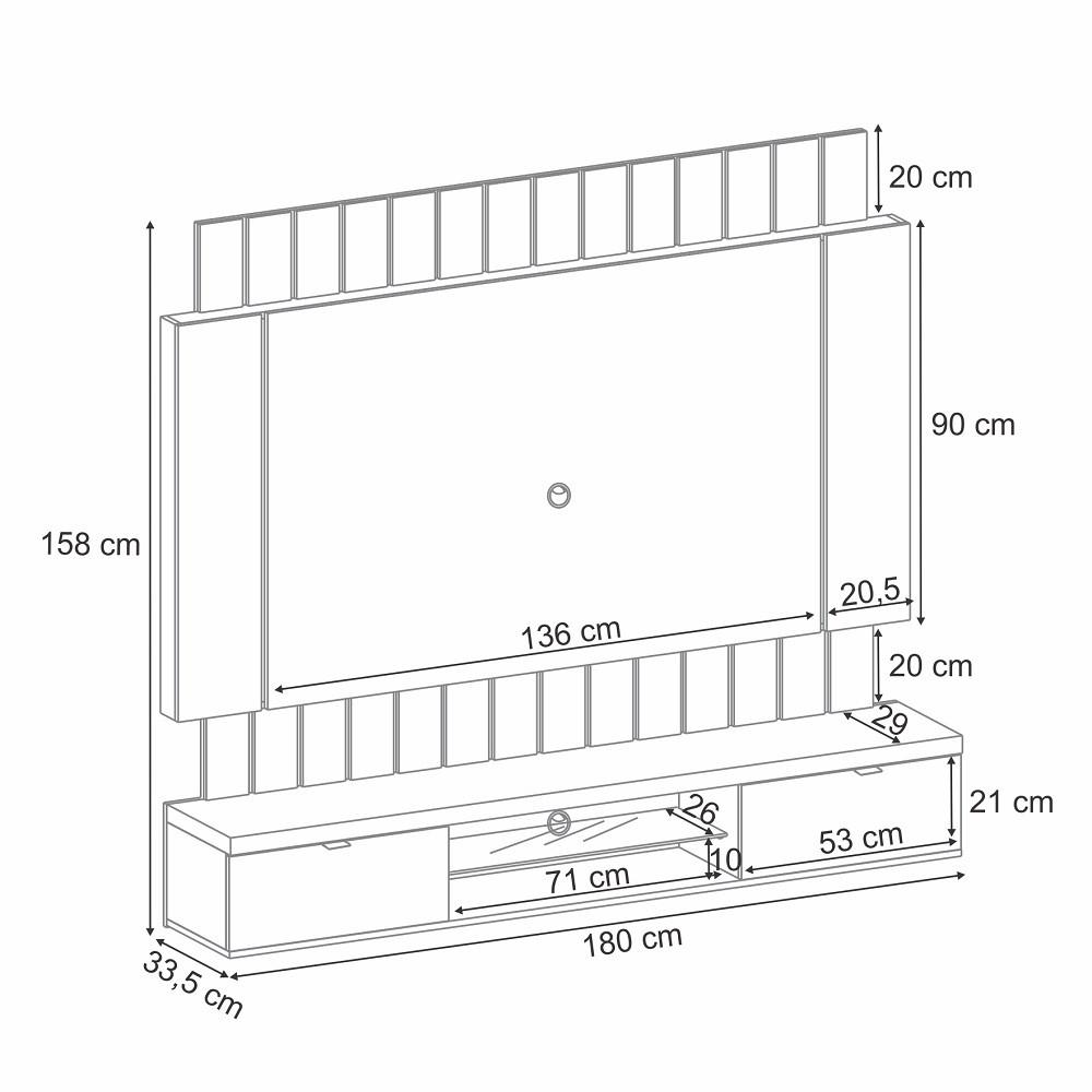 Painel Home para TV até 55 Polegadas com LED 2 Portas I HB Móveis - 3