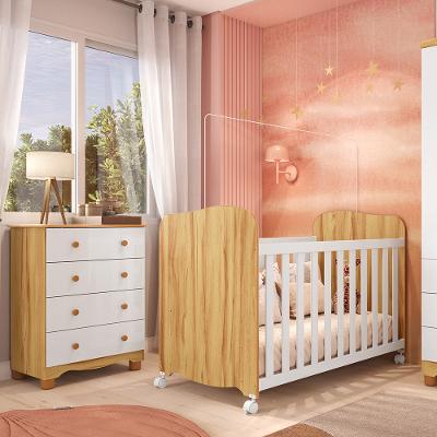 Quarto Infantil Berço e Cômoda Uli Junior Móveis Peroba