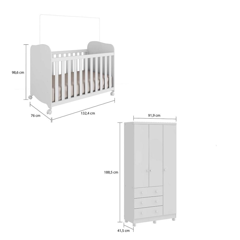 Quarto Infantil com Berço e Guarda Roupa Uli Junior Móveis Peroba - 3