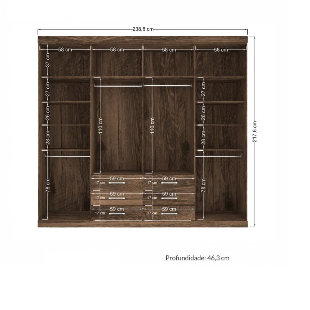 Guarda Roupa Casal 8 Portas 6 Gavetas Master Santos Andirá - 4