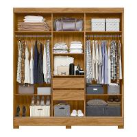 Guarda Roupa Casal Espelho 3 Portas 2 Gavetas Bahamas Moval - 3