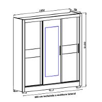 Guarda Roupa Casal Espelho 3 Portas 2 Gavetas Bahamas Moval - 4