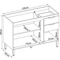 Balcão 3 Portas 2 Gavetas 120cm sem Tampo Firenze Demóbile - 4