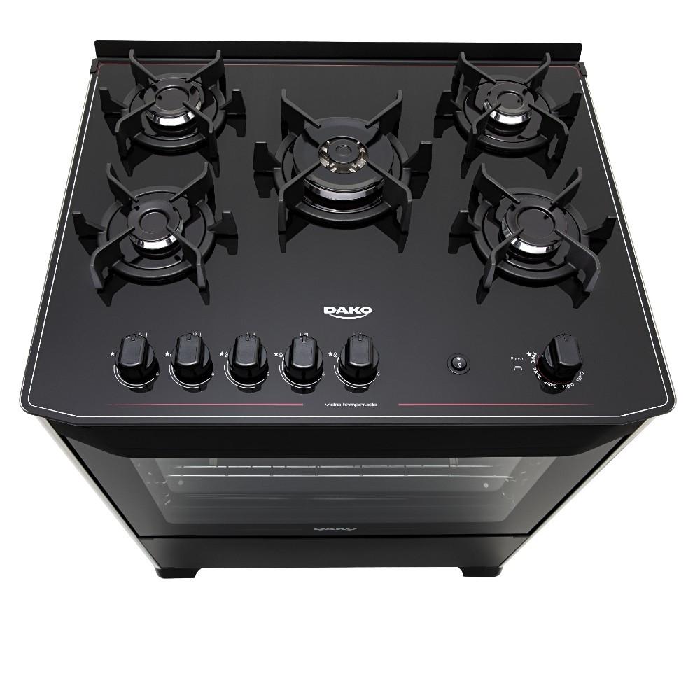 Fogão 5 Bocas Dako Magister Preto com Mesa de Vidro - 3