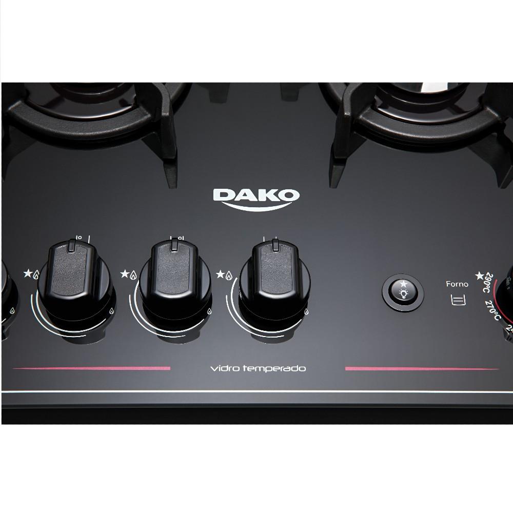 Fogão 5 Bocas Dako Magister Preto com Mesa de Vidro - 9