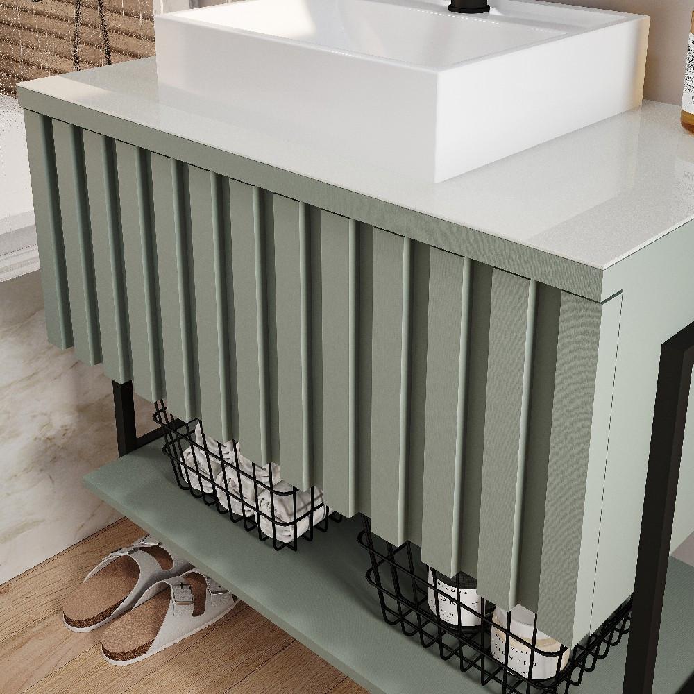 Armário para Banheiro com Cuba 1 Porta Havai 65cm MGM Móveis - 3