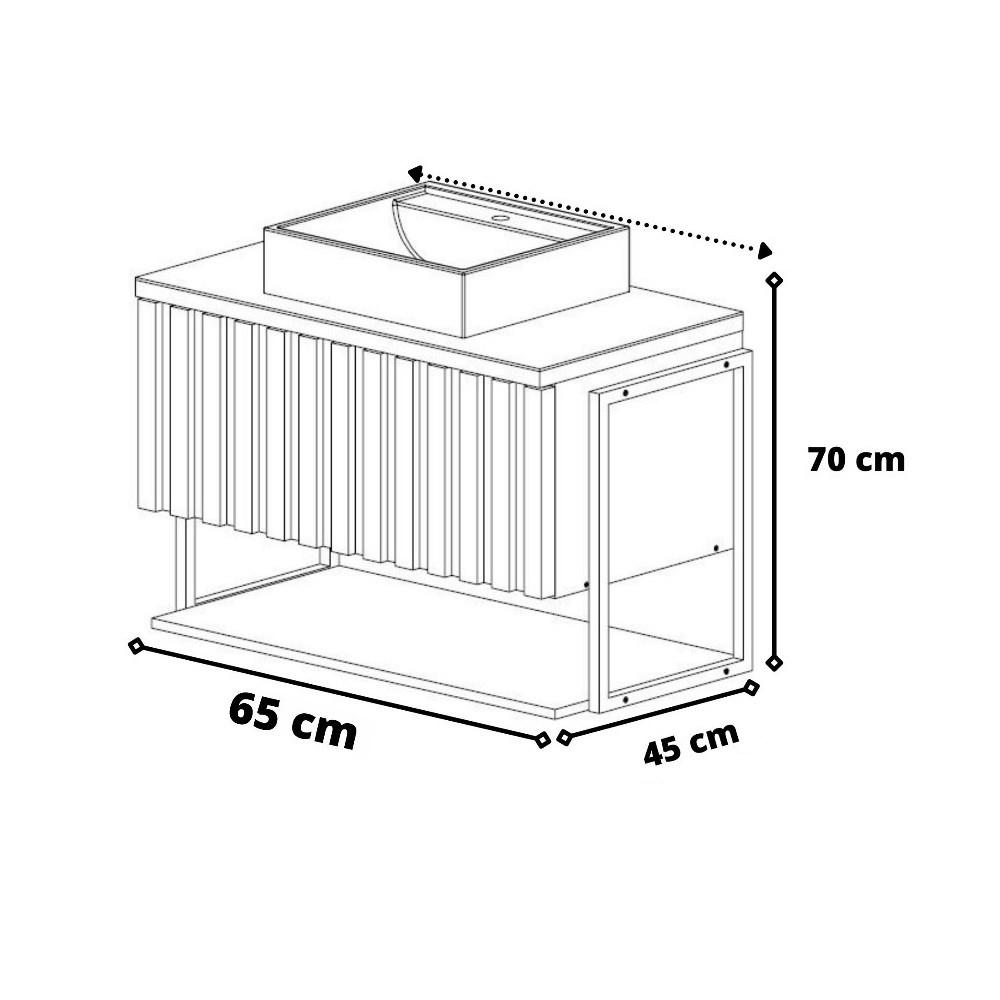 Armário para Banheiro com Cuba 1 Porta Havai 65cm MGM Móveis - 5