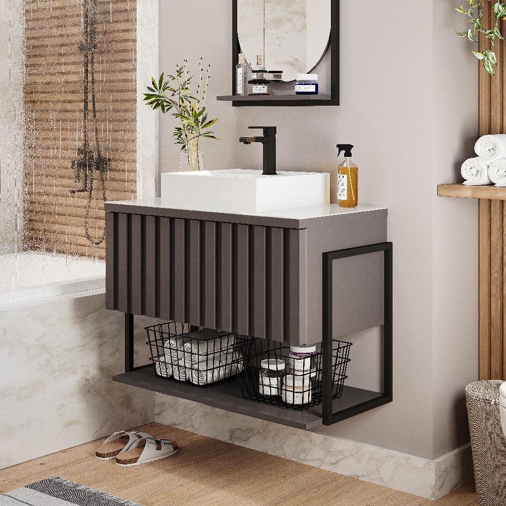 Armário para Banheiro com Cuba 1 Porta Havai 85cm MGM Móveis - 1