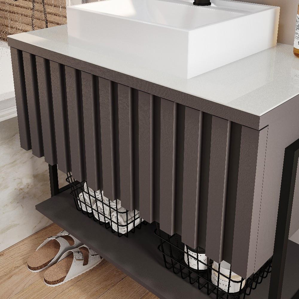 Armário para Banheiro com Cuba 1 Porta Havai 85cm MGM Móveis - 3