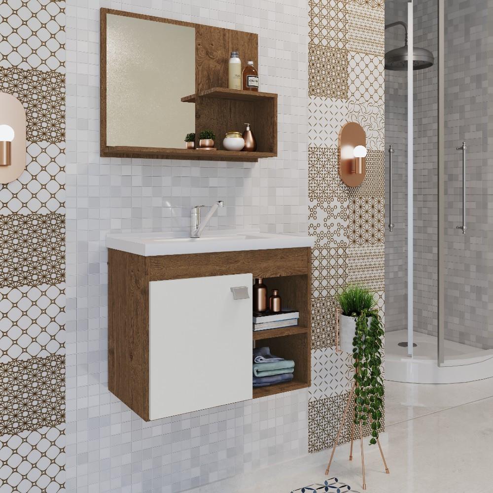 Conjunto para Banheiro com Cuba 1 Porta Bia MGM Móveis - 1