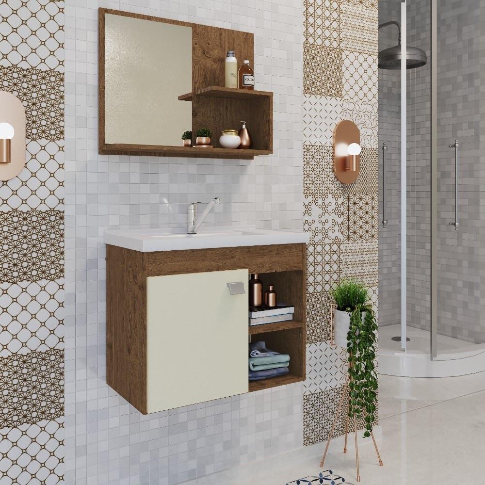 Conjunto para Banheiro com Cuba 1 Porta Bia MGM Móveis - 1