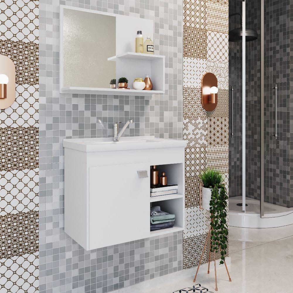 Conjunto para Banheiro com Cuba 1 Porta Bia MGM Móveis - 1