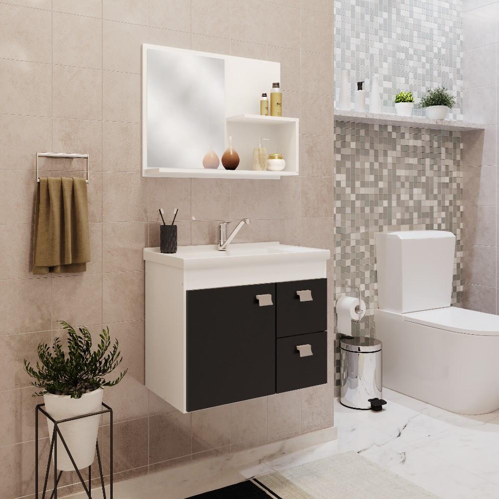 Conjunto para Banheiro com Cuba 1 Porta 2 Gavetas Isa MGM Móveis - 1