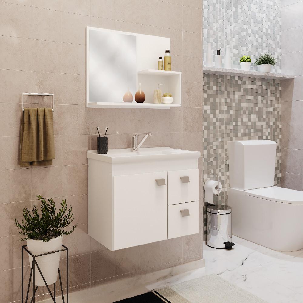 Conjunto para Banheiro com Cuba 1 Porta 2 Gavetas Isa MGM Móveis - 1