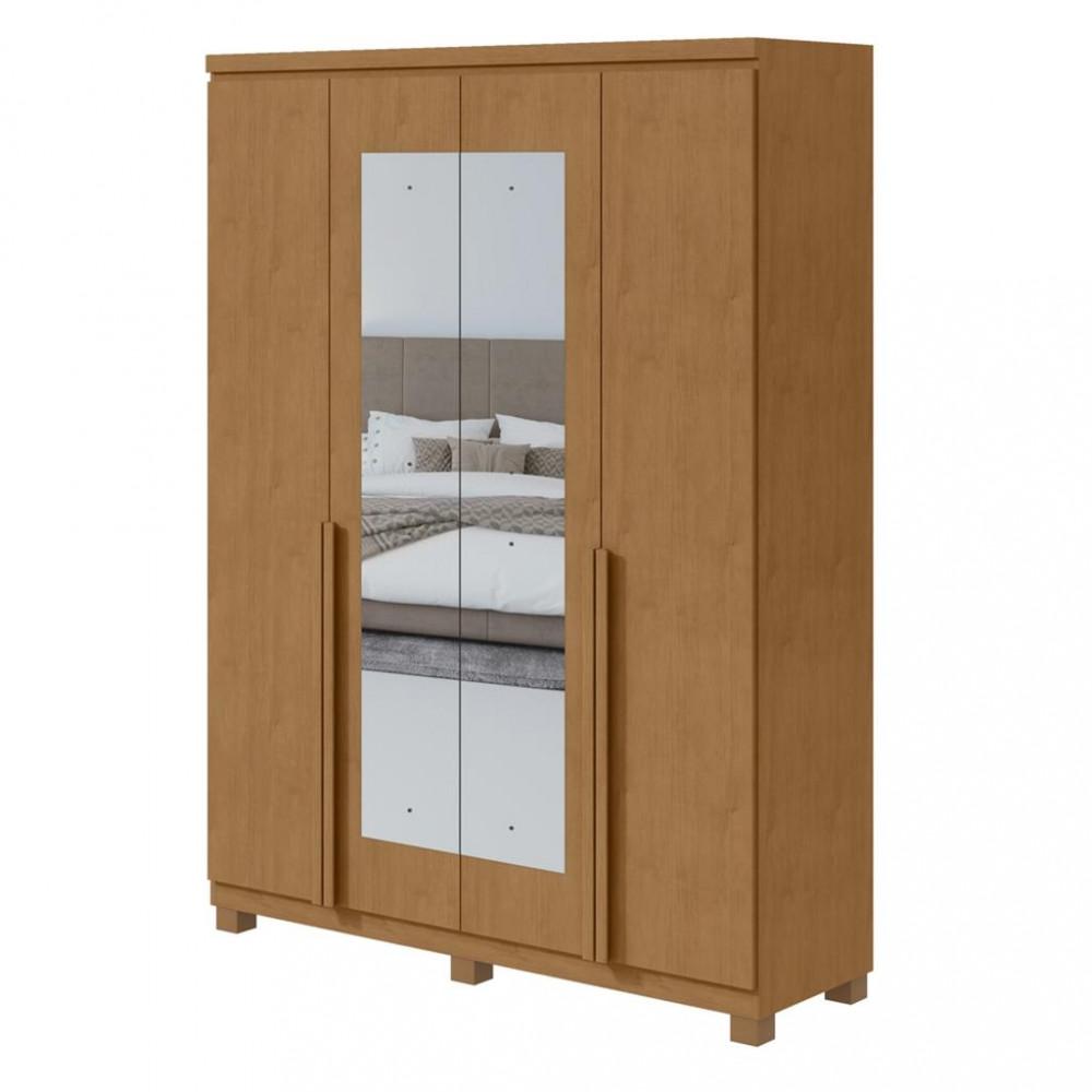 Guarda Roupa Solteiro com Espelho e Pés 4 Portas 2 Gavetas Alonzo Lopas - 2