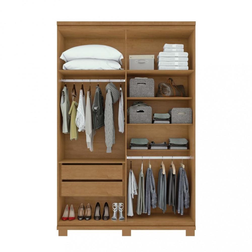 Guarda Roupa Solteiro com Espelho e Pés 4 Portas 2 Gavetas Alonzo Lopas - 3