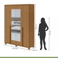 Guarda Roupa Solteiro com Espelho e Pés 4 Portas 2 Gavetas Alonzo Lopas - 4