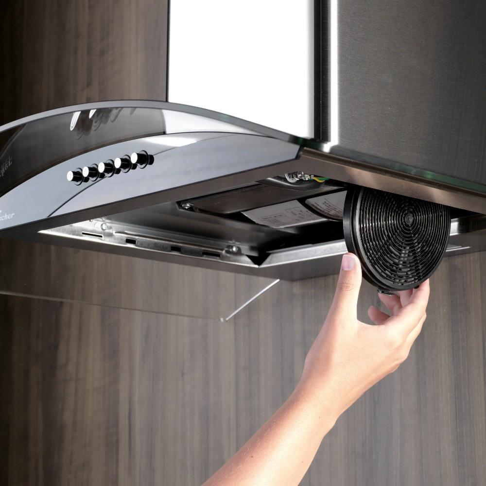 Coifa de Parede Fischer Fit 60cm com Vidro Curvo Inox - 5