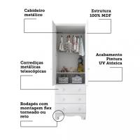 Guarda Roupa Infantil 2 Portas 3 Gavetas com Pés 100 MDF Júnior New Móveis Peroba