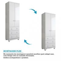 Guarda Roupa Infantil 2 Portas 3 Gavetas com Pés 100 MDF Júnior New Móveis Peroba - 5