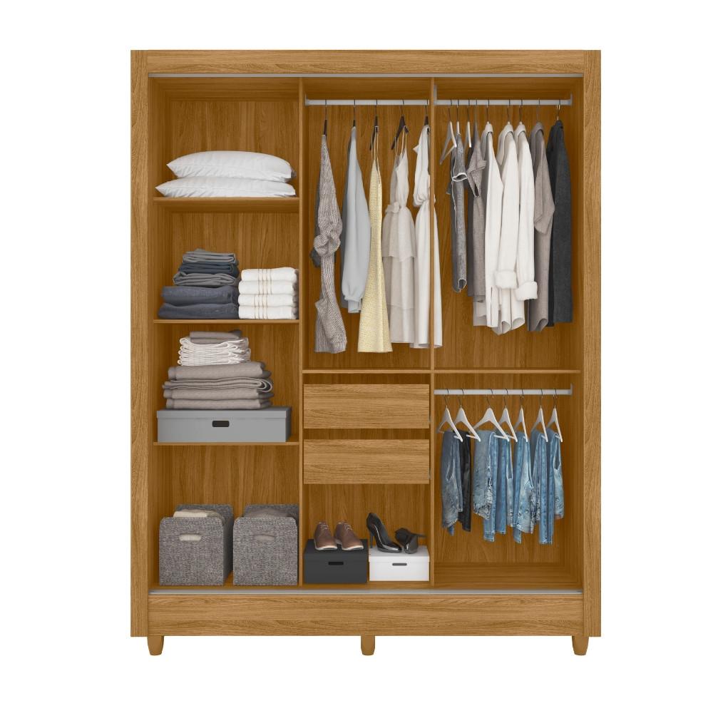 Guarda Roupa Solteiro Espelho 3 Portas 2 Gavetas Bolivia Moval - 3