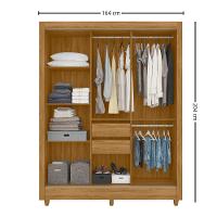 Guarda Roupa Solteiro Espelho 3 Portas 2 Gavetas Bolivia Moval - 4