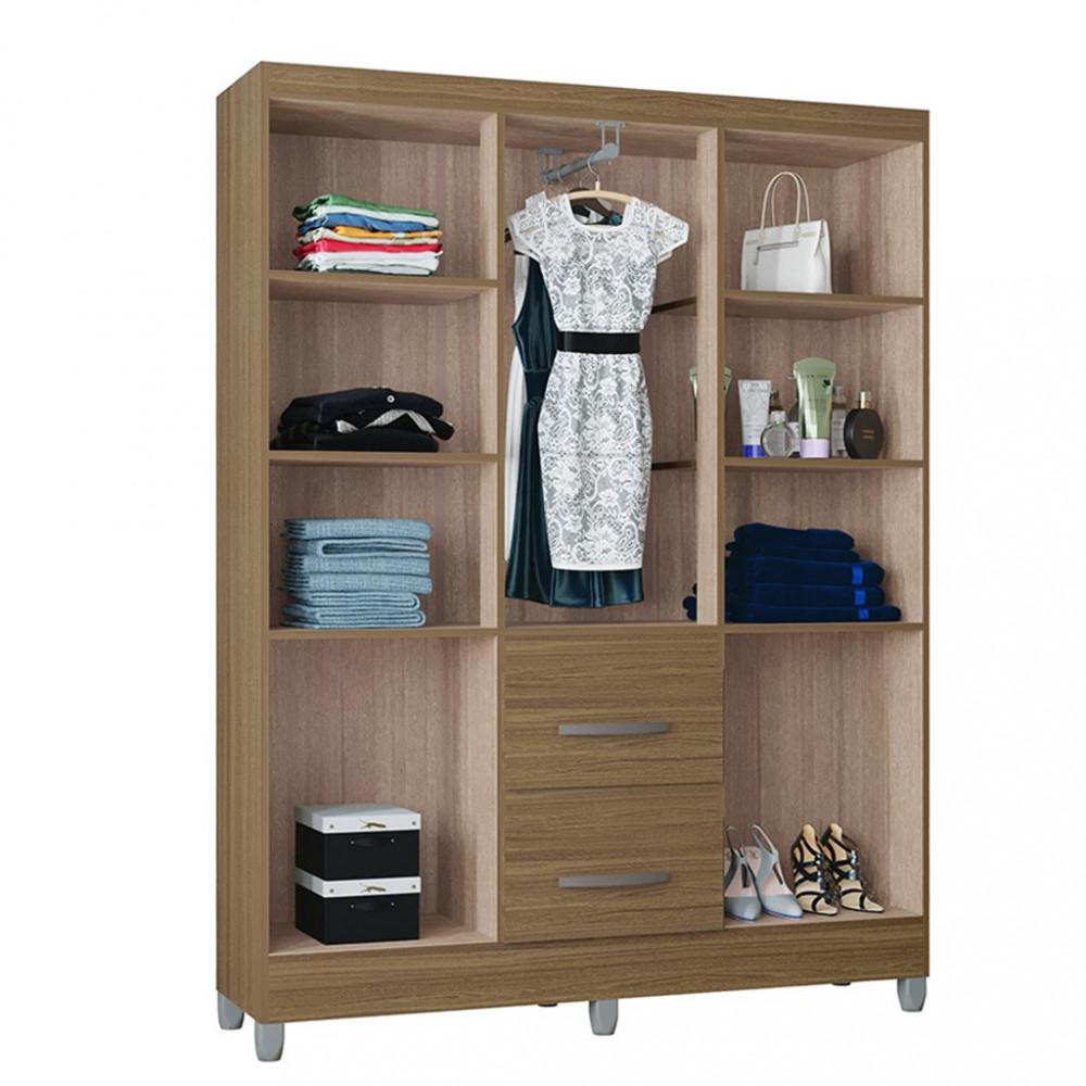 Guarda Roupa Solteiro com Pés 6 Portas 2 Gavetas Capri Poquema - 3