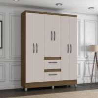 Guarda Roupa Solteiro com Pés 6 Portas 2 Gavetas Capri Poquema - 1